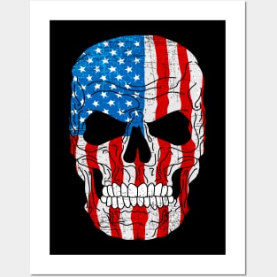 American Flag Skull Posters and Art